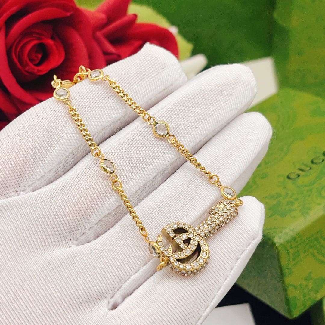 18K Double Gucci Crystal Key Bracelet