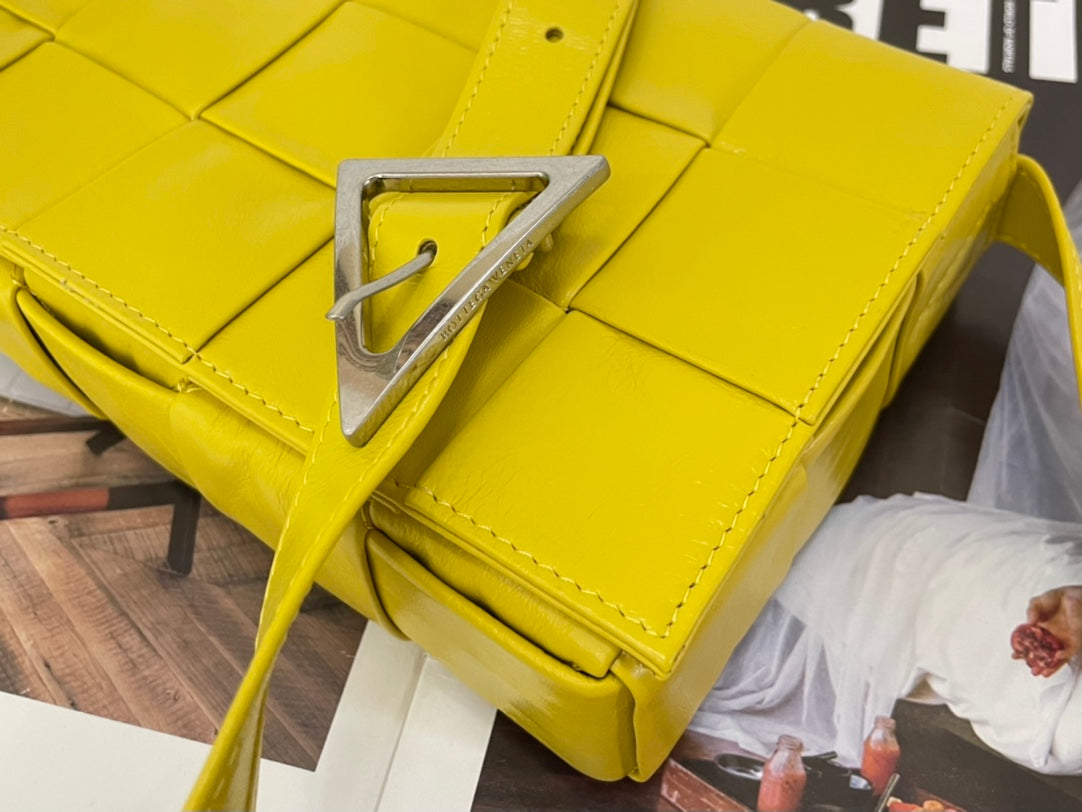 BOTTEGA VENETA SMALL CASSETTE 23 IN CANARY YELLOW CALFSKIN