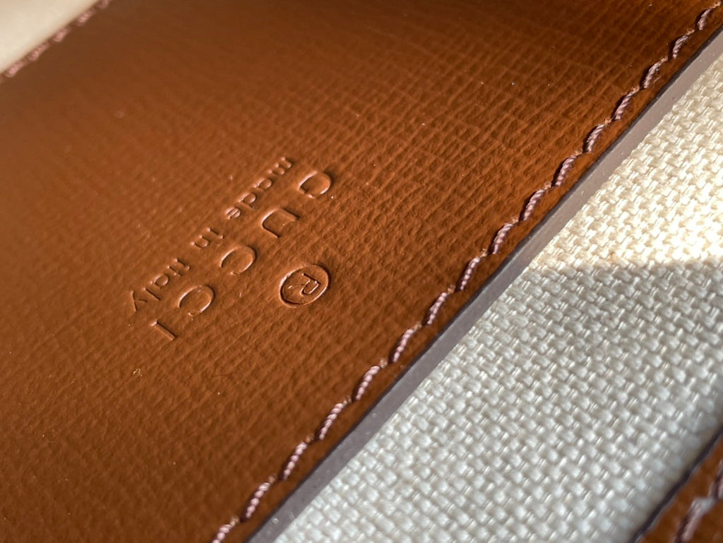 GUCCI MINI TOTE  20 BAG IN BEIGE CANVAS AND BROWN CALFSKIN