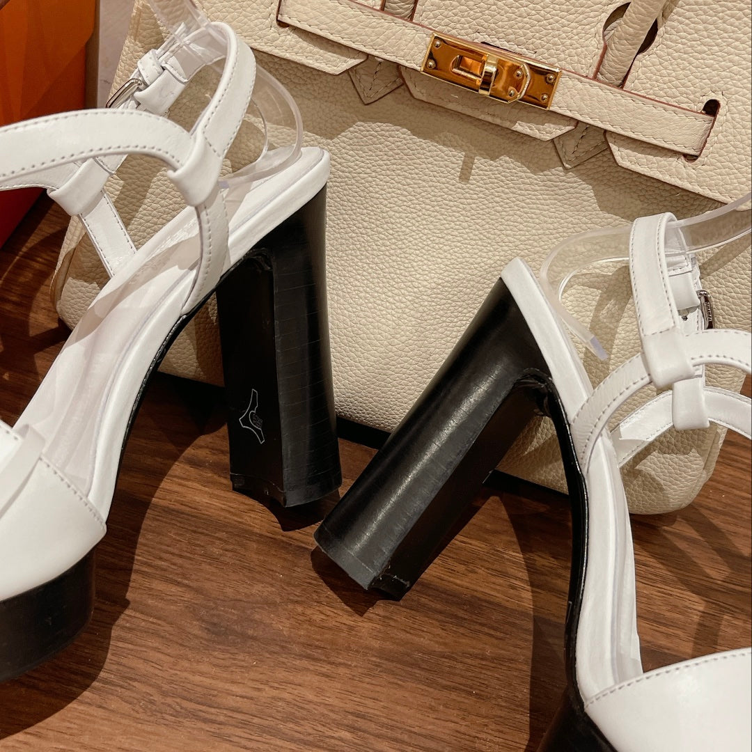 HERMES GLAM SANDAL 110 WHITE LAMBSKIN