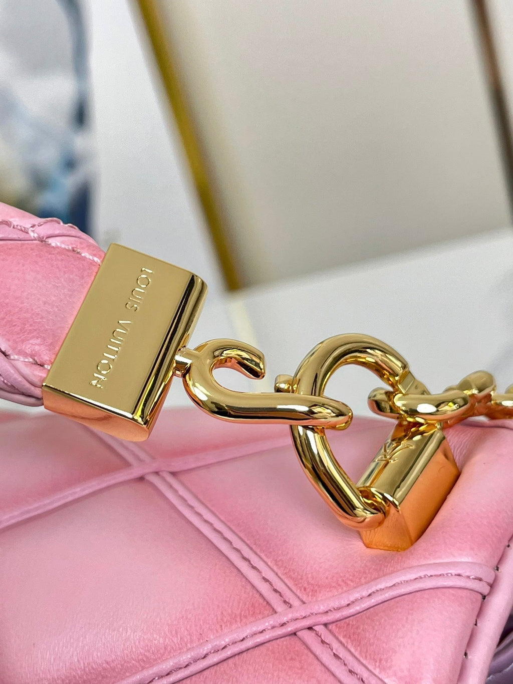 LOUIS VUITTON GO-14 MM 23 IN FRAMBOISE QUILTED LAMBSKIN GOLD HARDWARE