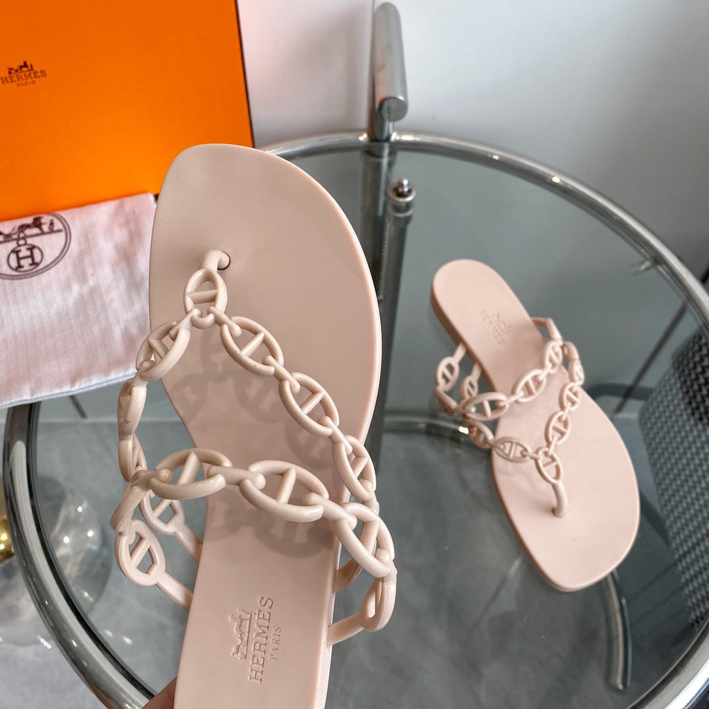 HERMES ISLAND SANDAL CHAMPAGNE PVC WATERPROOF