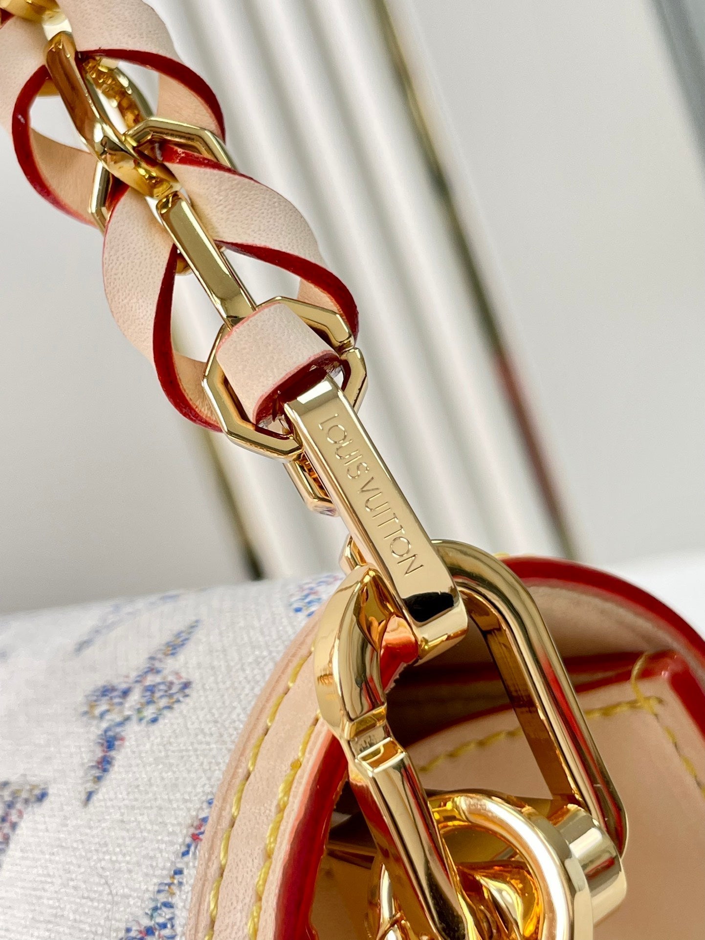 LOUIS VUITTON DAUPHINE MINI 20 IN WHITE MONOGRAM JACQUARD FABRIC GOLD HARDWARE