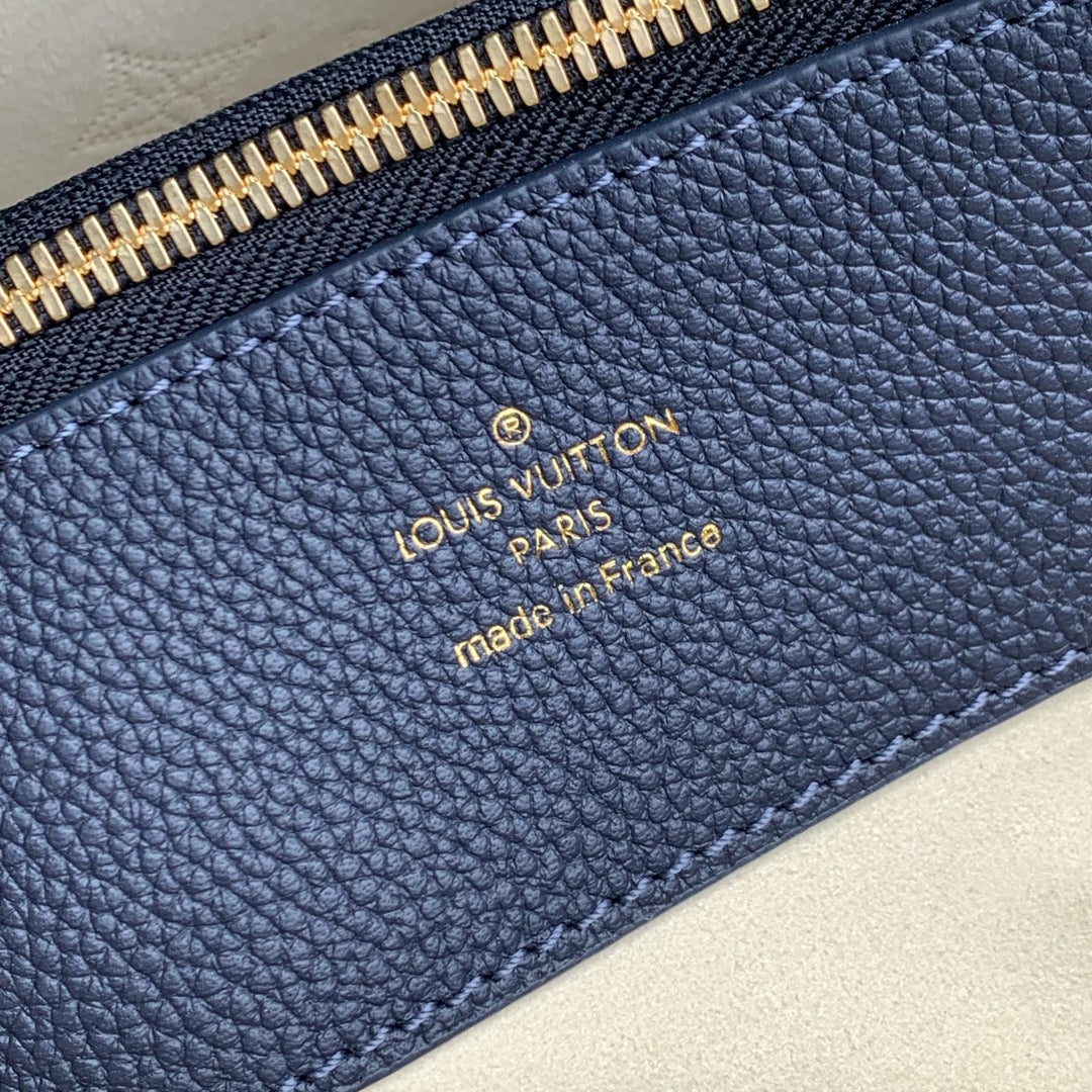 LOUIS VUITTON BELLA TOTE 32 IN DARK BLUE MONOGRAM PERFORATED CALFSKIN GOLD HARDWARE