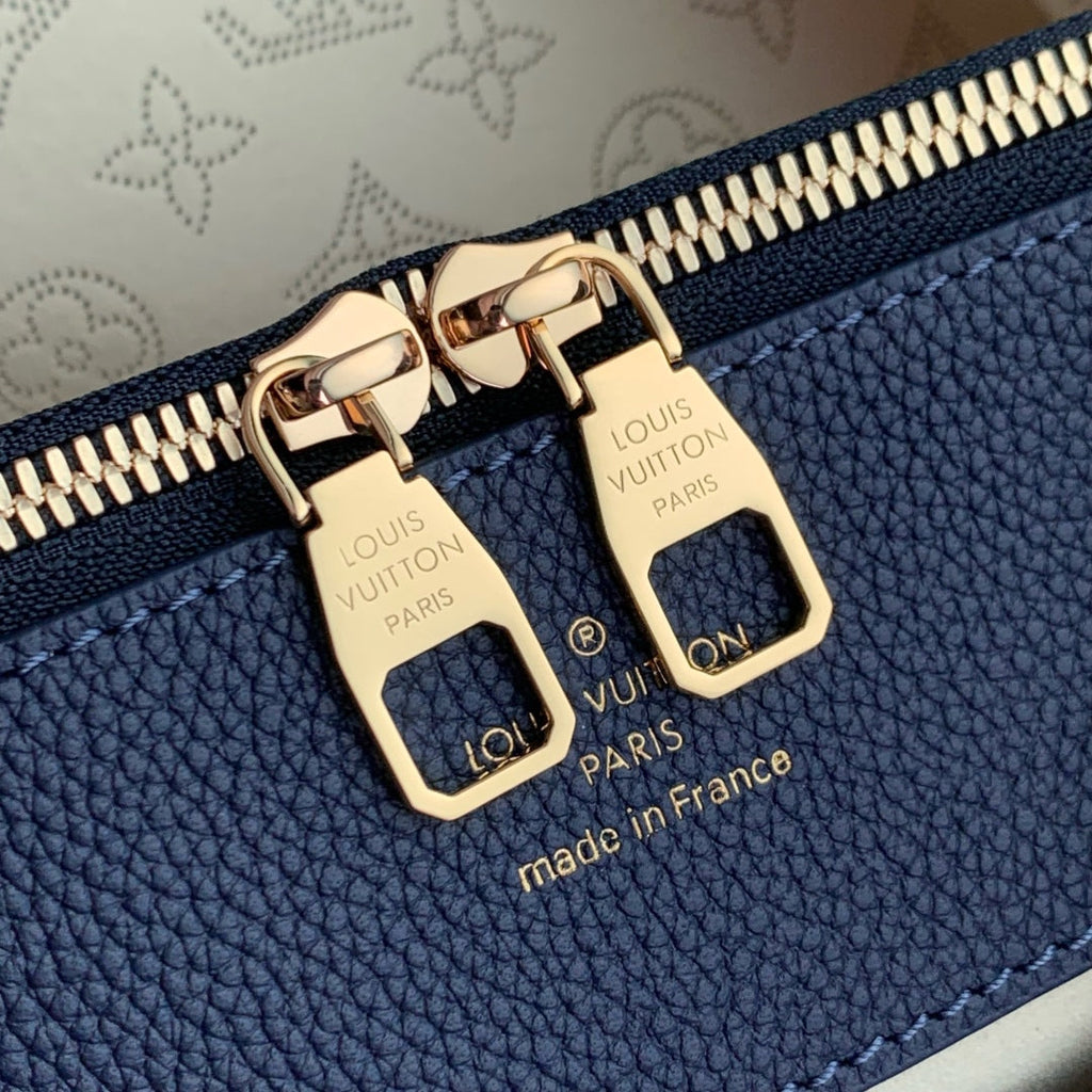 LOUIS VUITTON BELLA TOTE 32 IN DARK BLUE MONOGRAM PERFORATED CALFSKIN GOLD HARDWARE