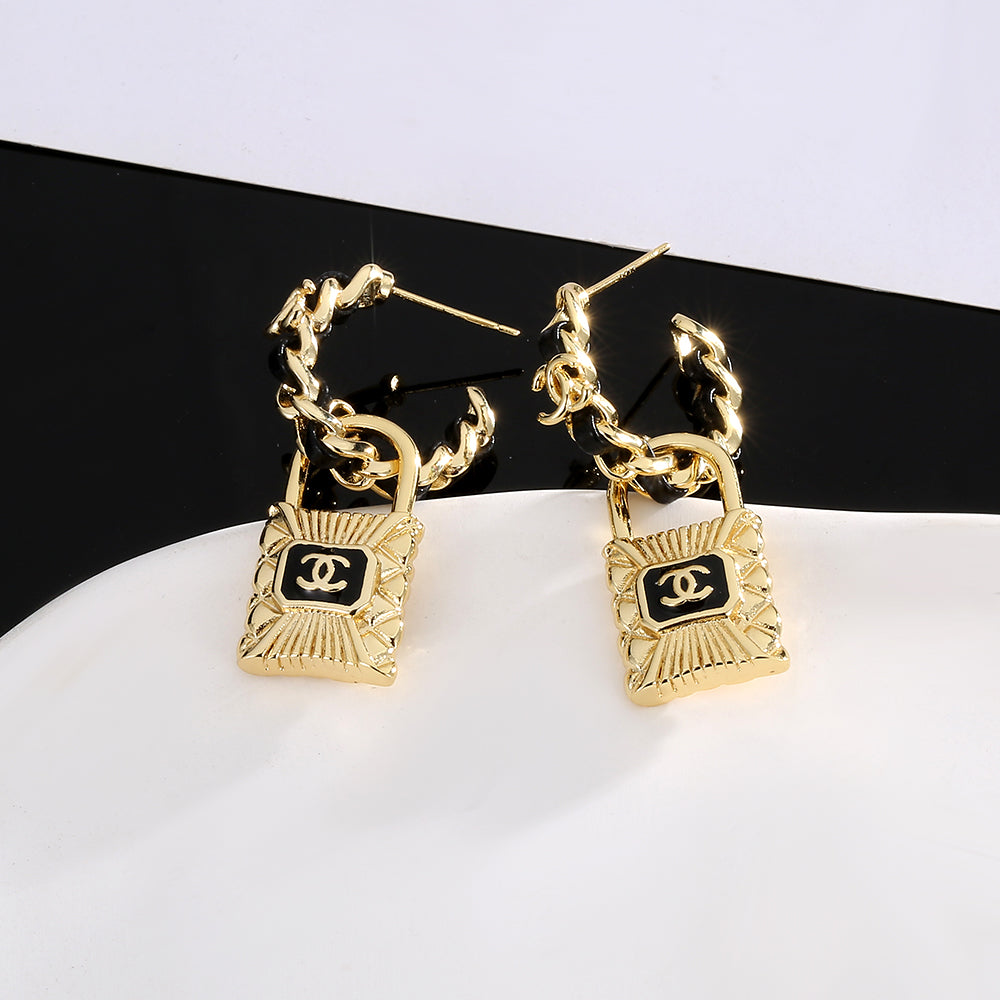 18K  Chanel Lock Earrings
