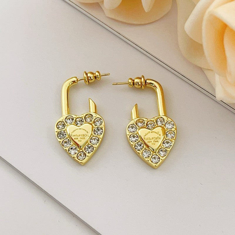 18K Tiffany Diamond Heart Earrings