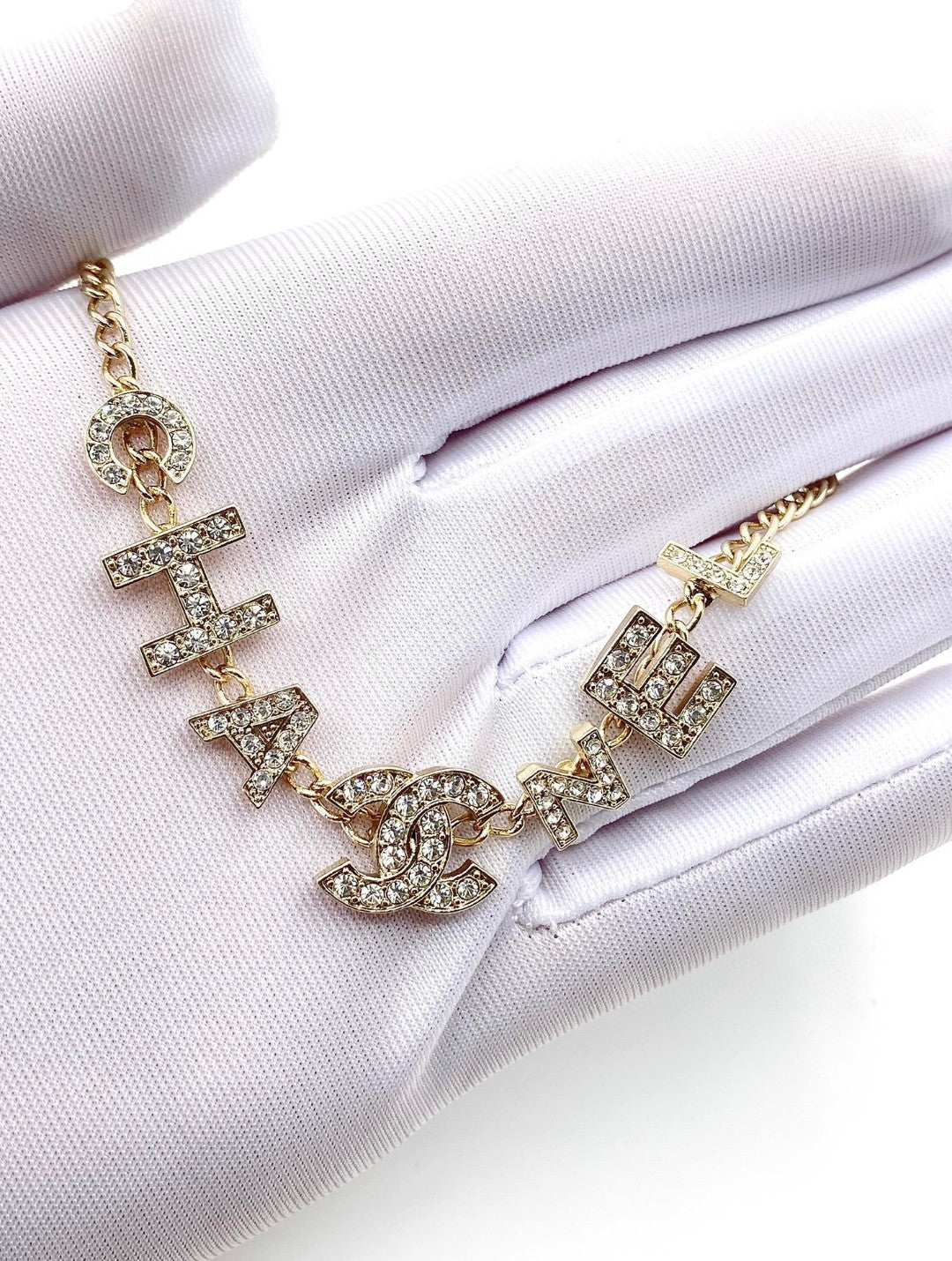 18K  Chanel Script Diamonds Necklace