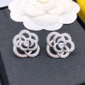 18K  Chanel Camellia Diamond Earrings