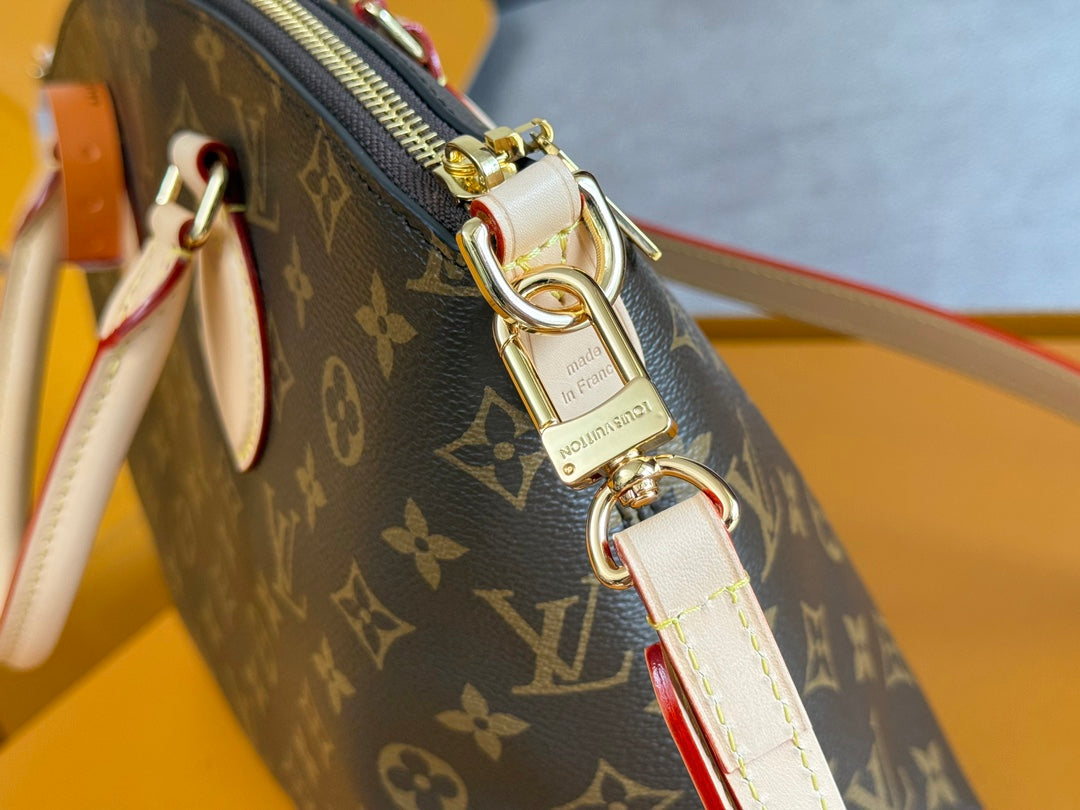 LOUIS VUITTON LV 25S BOÉTIE TOTE 25 IN BROWN MONOGRAM COATED CANVAS AND CALFSKIN GOLD HARDWARE