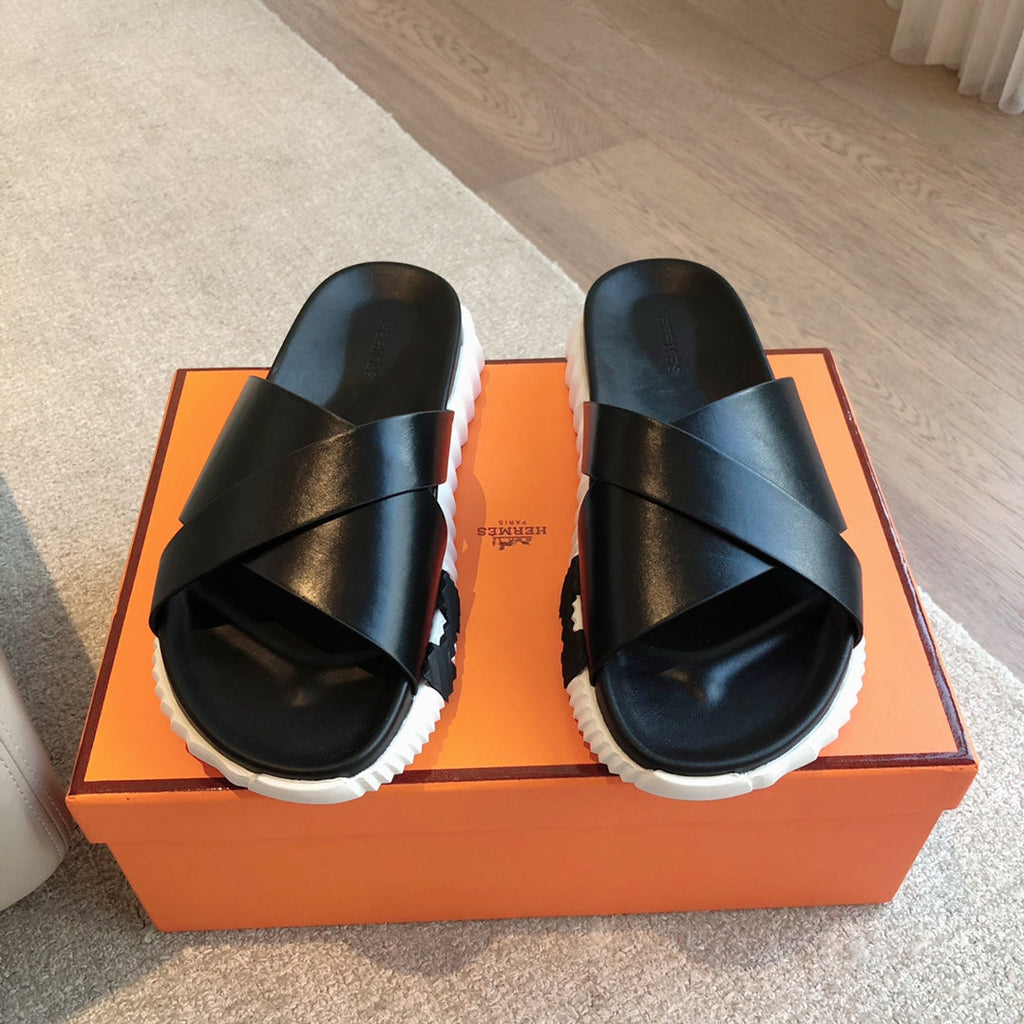 HERMES INFRA SANDAL BLACK CALFSKIN