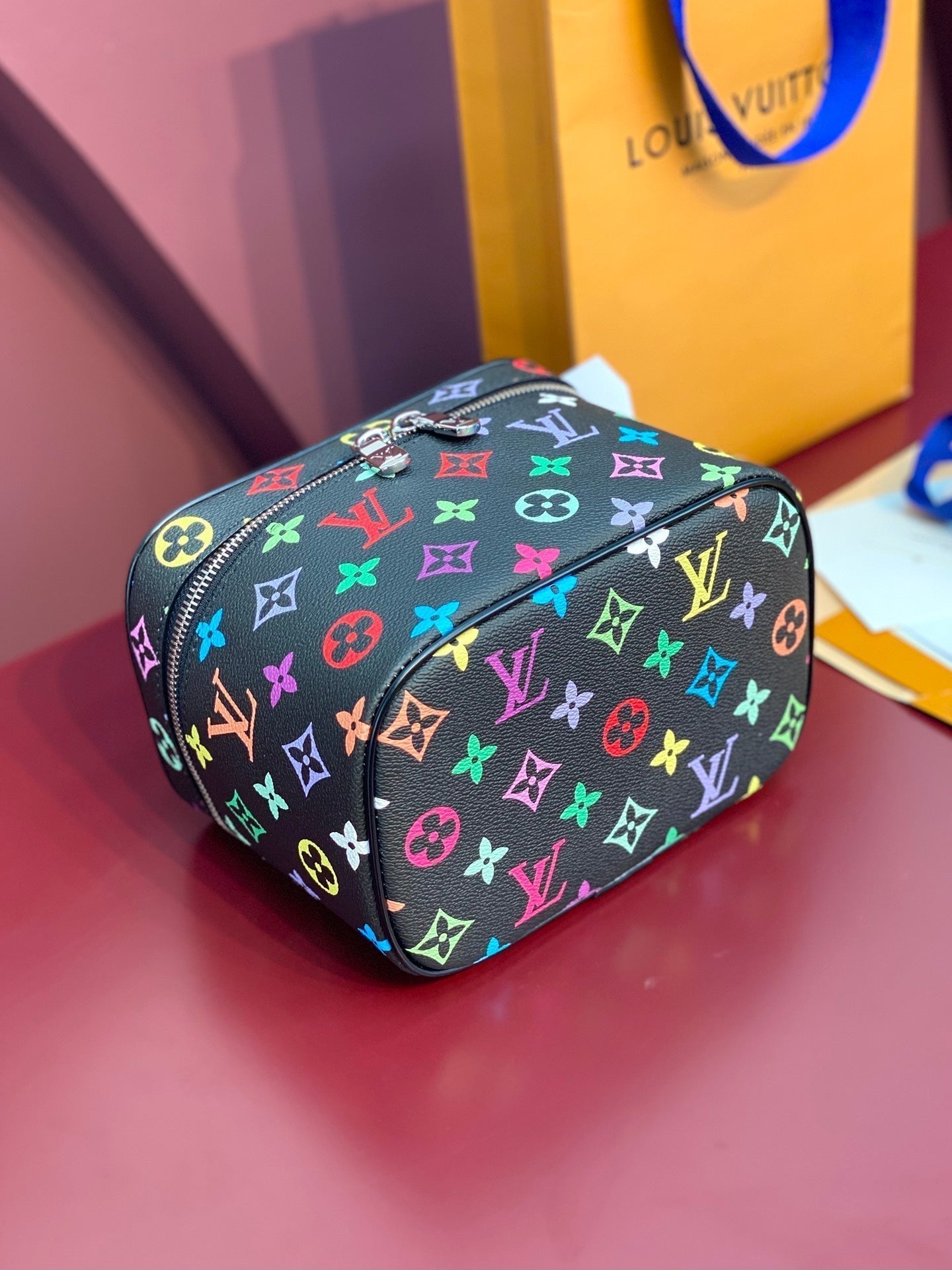 LOUIS VUITTON NICE BB 20 IN COLORFUL MONOGRAM CANVAS SILVER ZIPPER