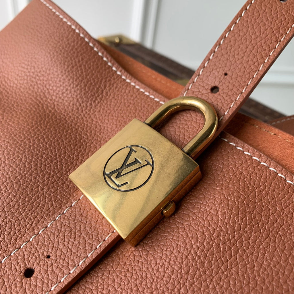 LOUIS VUITTON LOW KEY CABAS MM BAG 47 IN TAWNY BROWN GRAINED CALFSKIN