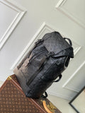 LOUIS VUITTON GETAWAY BACKPACK 50 IN BLACK MONOGRAM ECLIPSE CANVAS AND CALFSKIN EMBOSSED LOGO