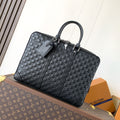 LOUIS VUITTON LV 25S PORTE- DOCUMENTS VOYAGE 41 IN BLACK EMBOSSED DAMIER INFINI CALFSKIN
