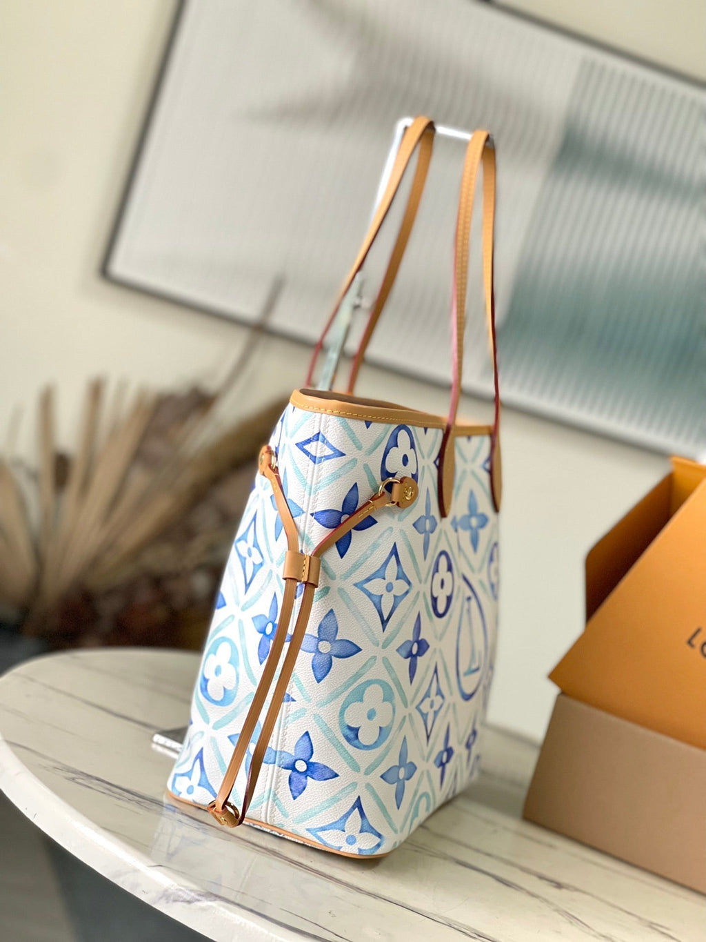 LOUIS VUITTON NEVERFULL MM 31 IN LAGOON BLUE MONOGRAM TILES CANVAS