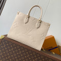 LOUIS VUITTON ONTHEGO 35 IN LIGHT BEIGE MONOGRAM CALFSKIN
