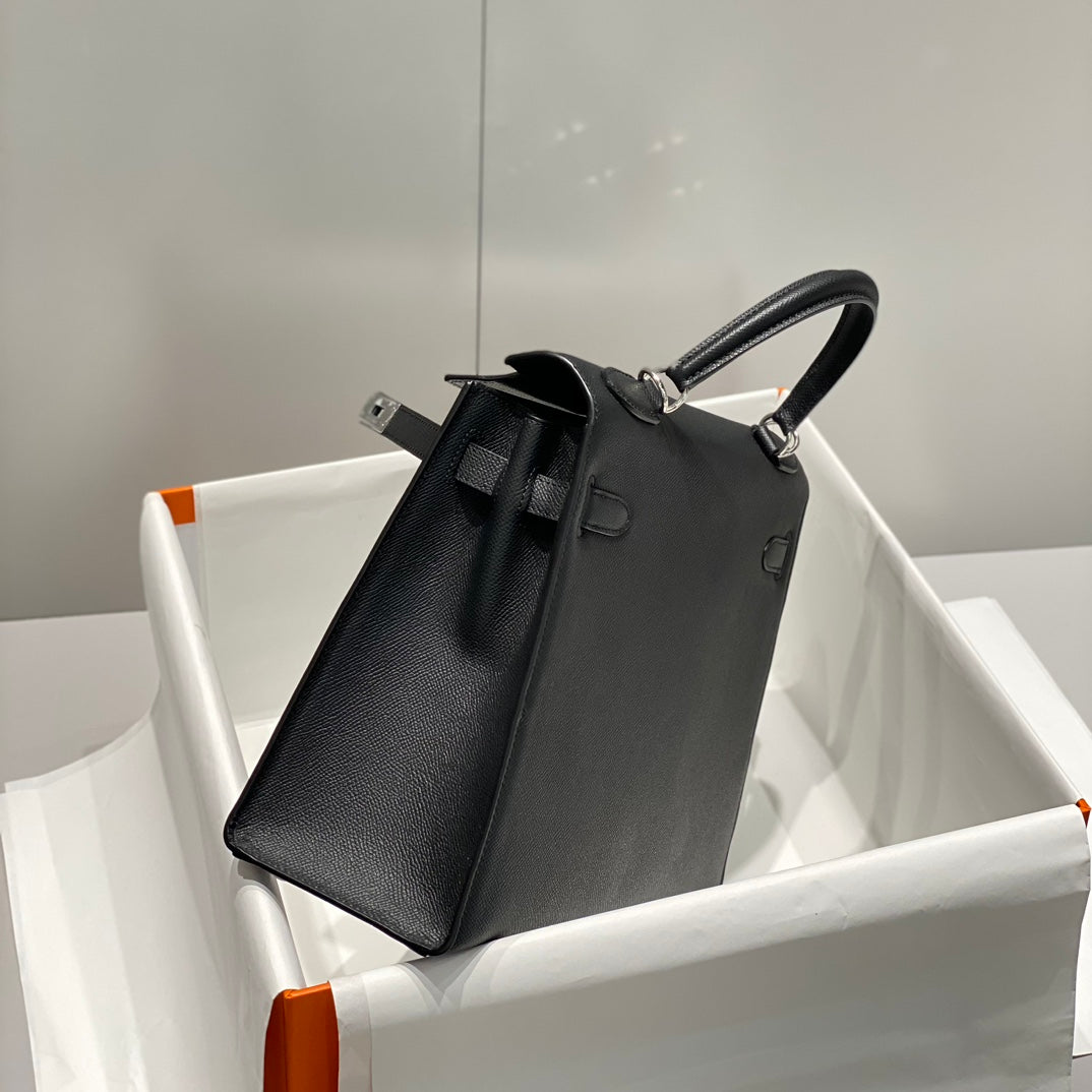 HERMES KELLY 32CM IN NOIR EPSOM CALFSKIN PALLADIUM HARDWARE
