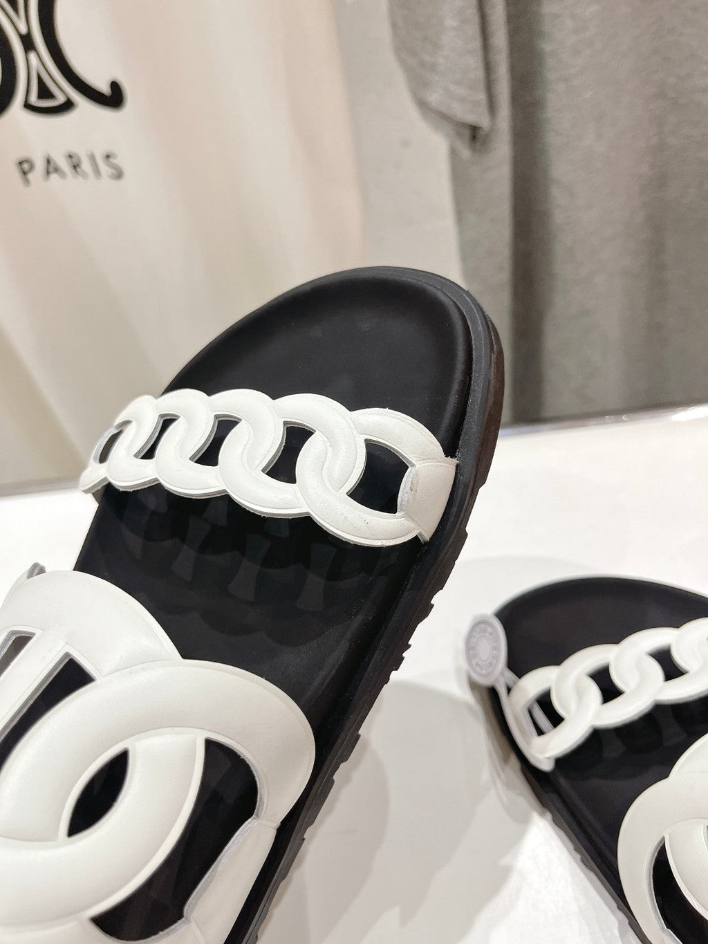 HERMES EXTRA SANDAL BLACK MIX WHITE CALFSKIN